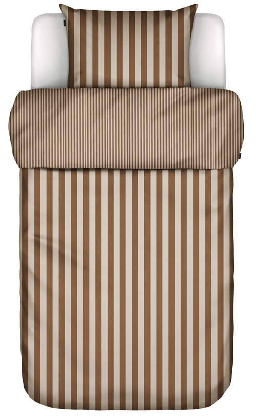 Marc O\'Polo sengetøj - 100% Enzymvasket bomulds sengesæt - 140x200 cm - Classic Stripe Toffee Brown  sengelinned 