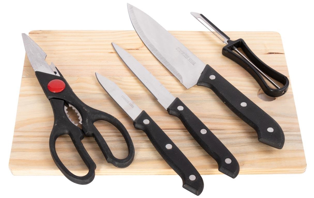 Køkkenknive sæt med 6 dele - skærebræt