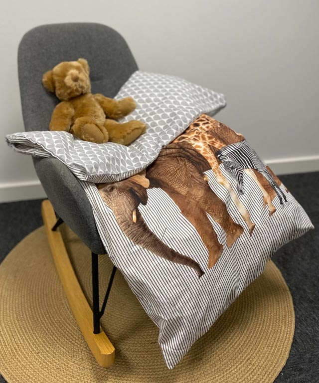 Baby sengetøj med elefant en 70x100 cm 100% Bomuld