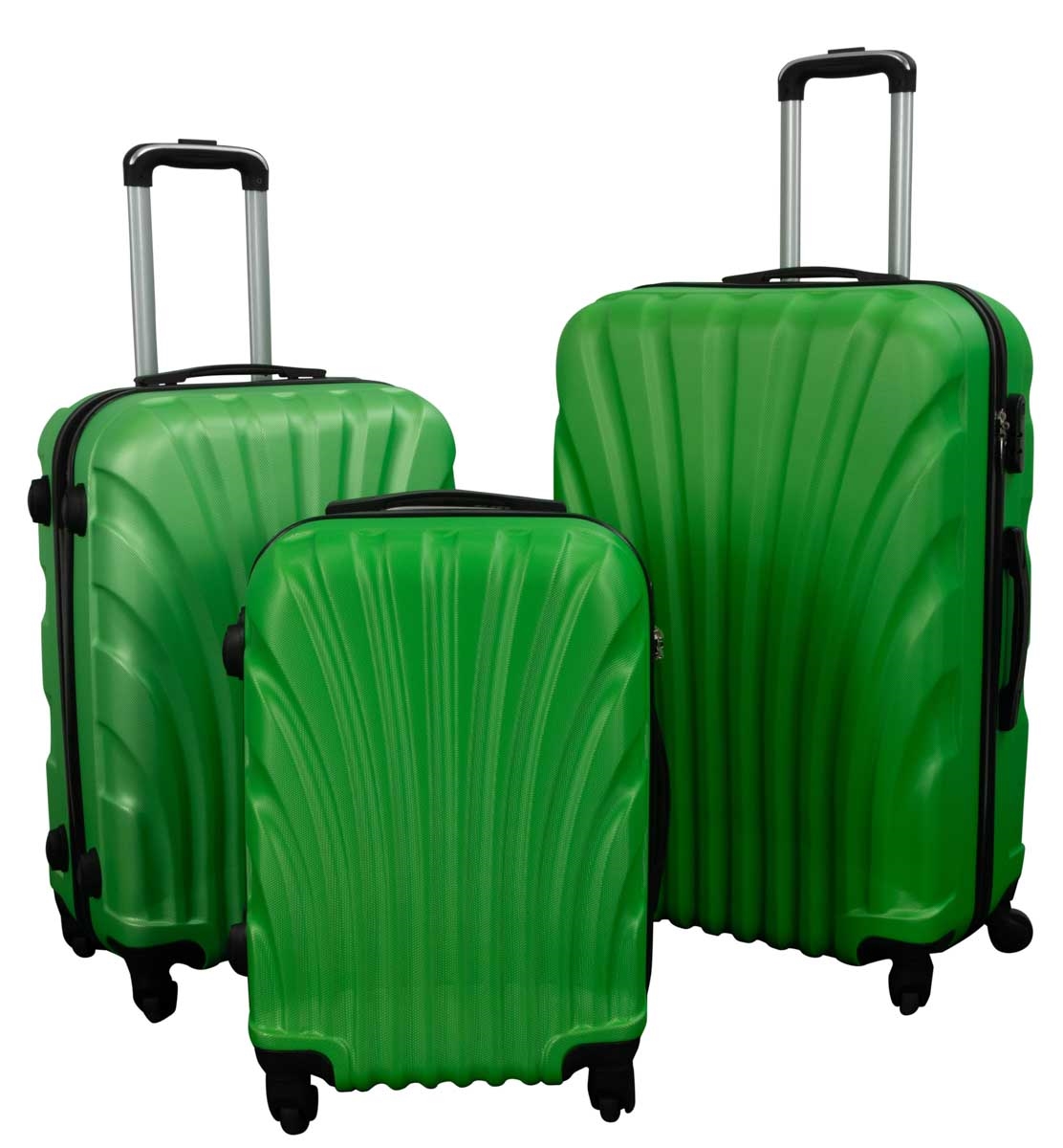 Kuffertsæt • 3 stk. Kufferter • Hardcase Grøn musling