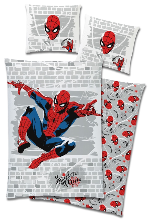 Spiderman sengetøj blødt og lækkert 100% bomuldsflonel - 140x200cm 2 i 1 design sengesæt