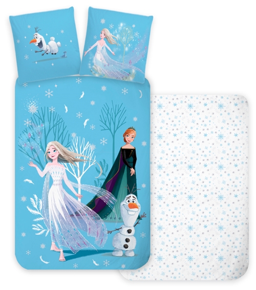 Frost sengetøj til junior - Vendbart design med Anna og Elsa - 100x140 cm - Sengesæt i 100% Blødt bomuld