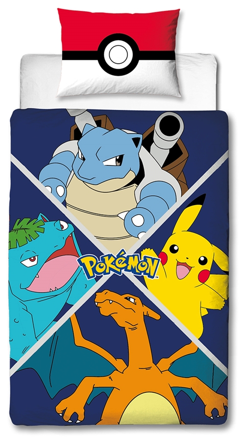 Pokemon Sengetøj - 150x210 cm - Sengetøj med 2 i 1 design - 100% bomuld